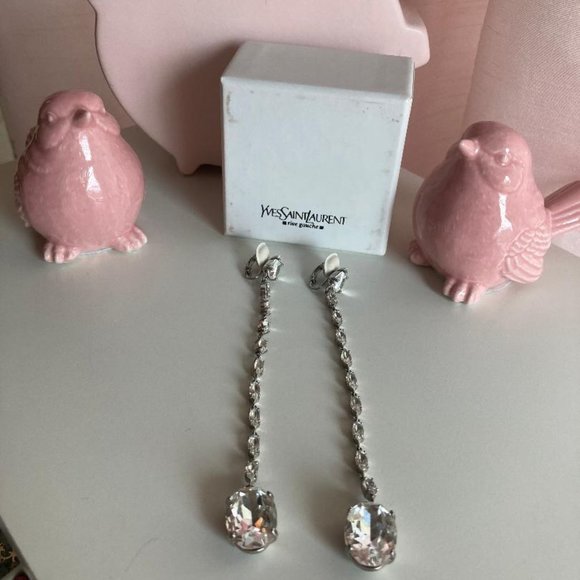 Yves Saint Laurant Smoking Chain crystal earrings